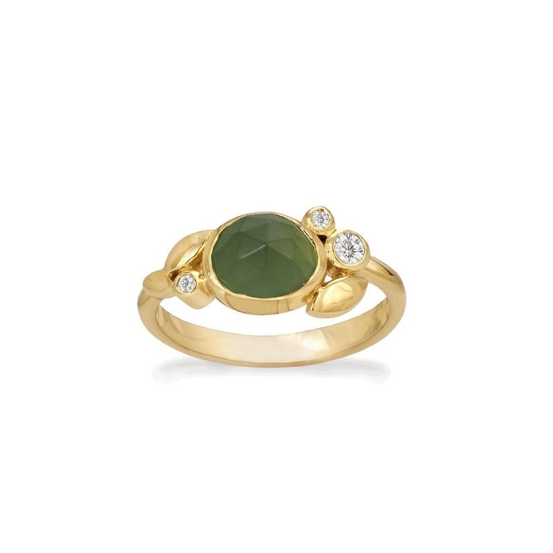 Rabinovich Bliss ring i forgyldt sølv med grøn serpentin og zirkonia